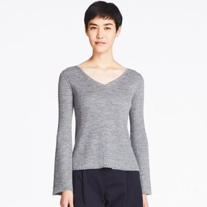 Uniqlo Gray Merino Wool Bell Sleeve Sweater